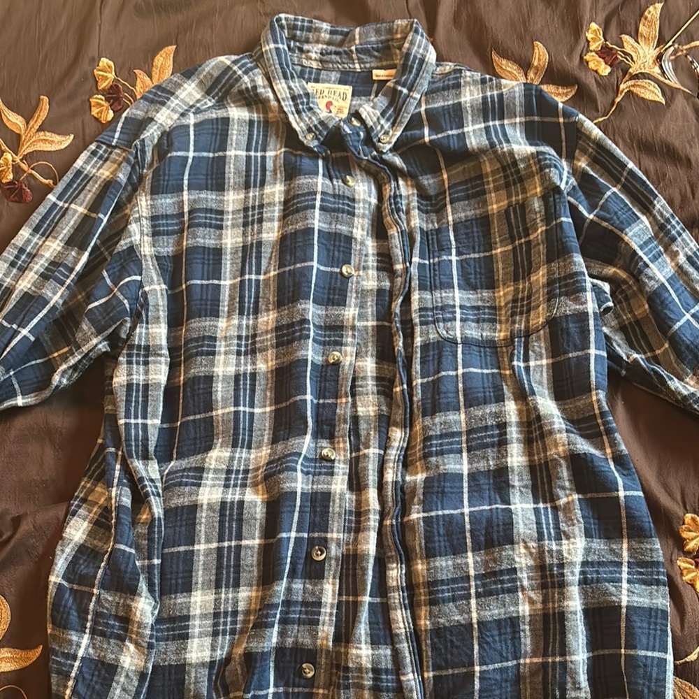 Blue and White Plaid Button Down Shirt